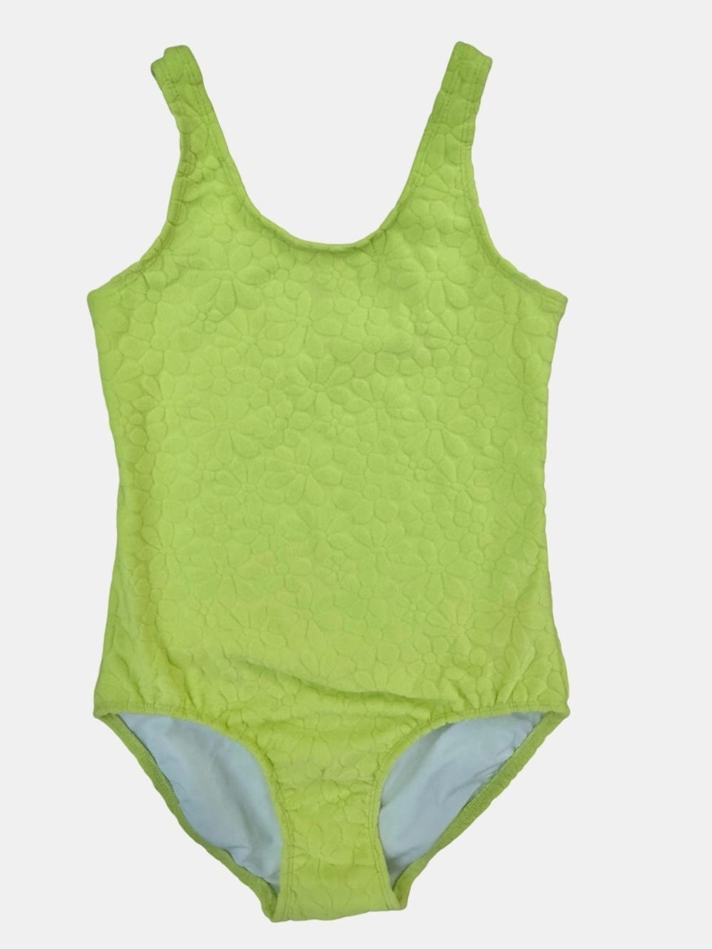 Old Navy Lime Green Floral Textured Kids One-Piece Swimsuit